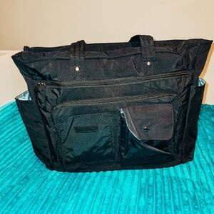 Black Tote Bag with Multiple Pockets